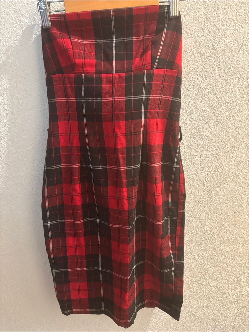 Strapless Red and Black Plaid Women’s Dress
